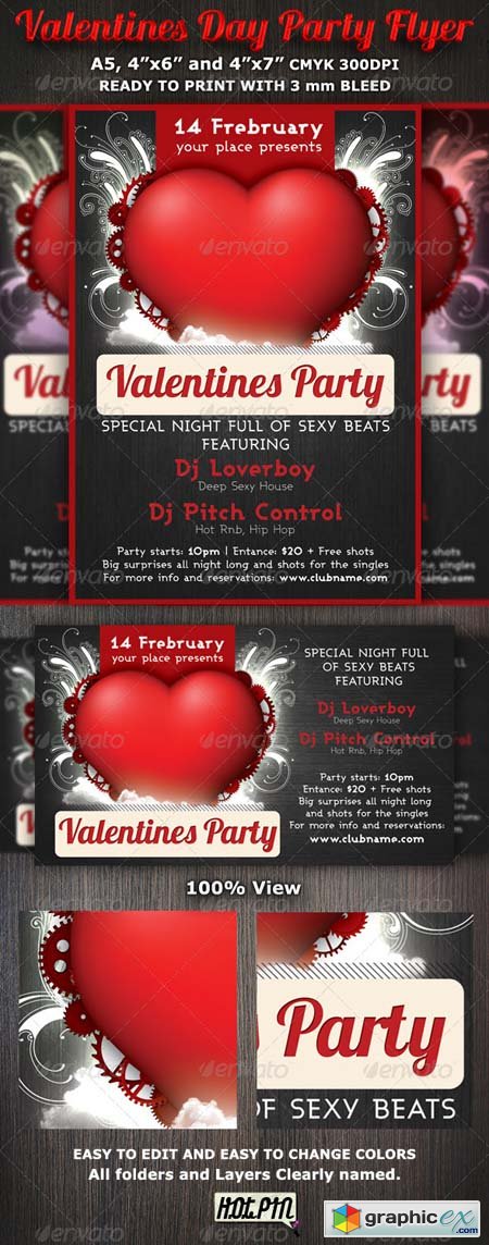 Valentines Day Party Flyer Template 1216903