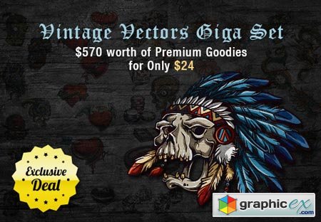 Vintage Vectors Giga Set $570 worth of Premium Goodies