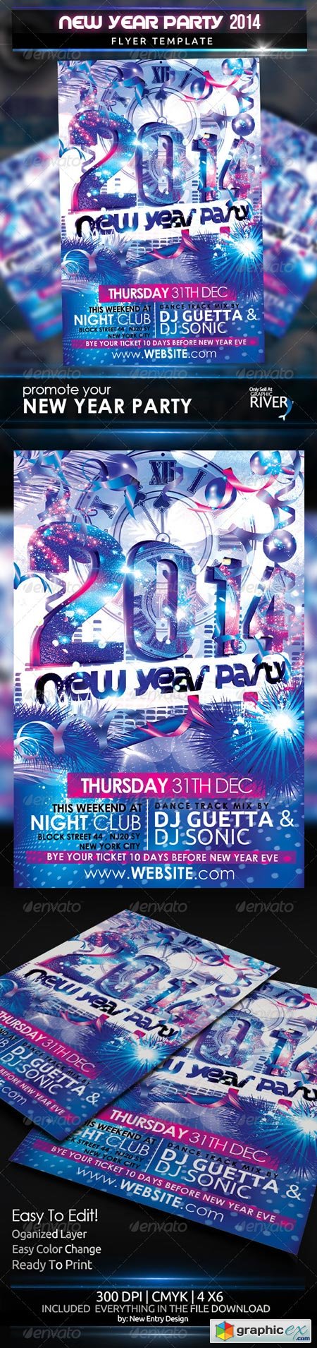 New Year Party 2014 Flyer Template 6296013