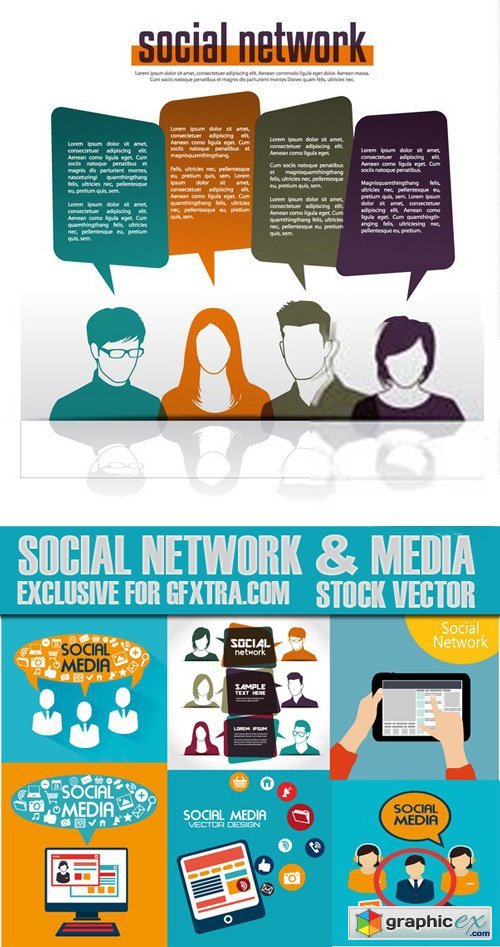 Stock Vectors - Social Network and Media, 25xEps