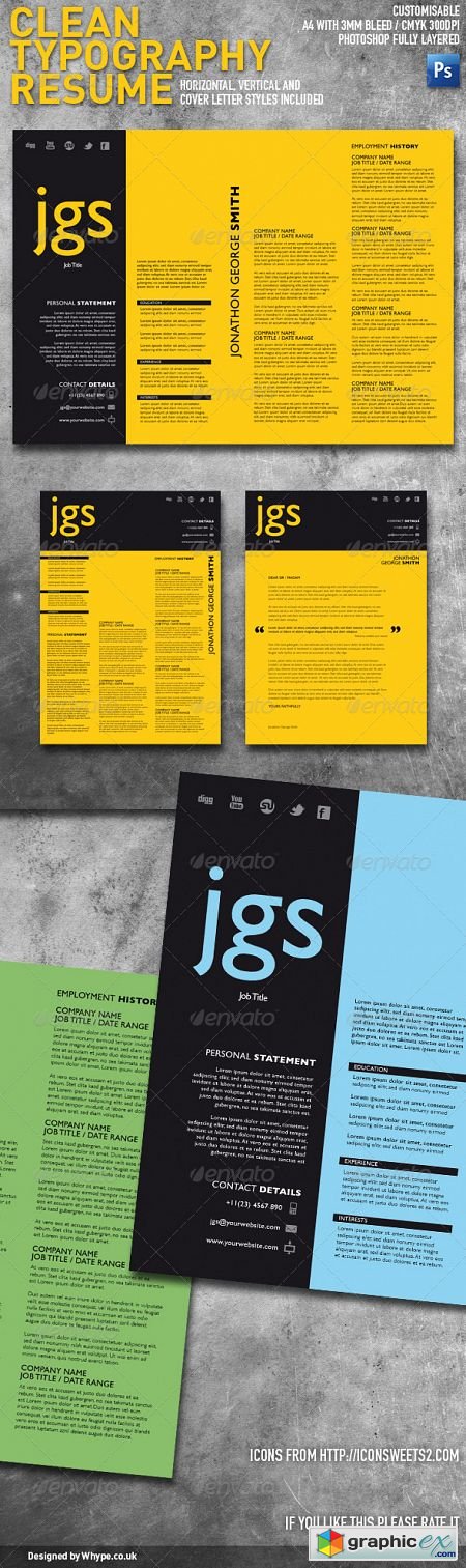 Clean Typography Resume + Cover Letter Set