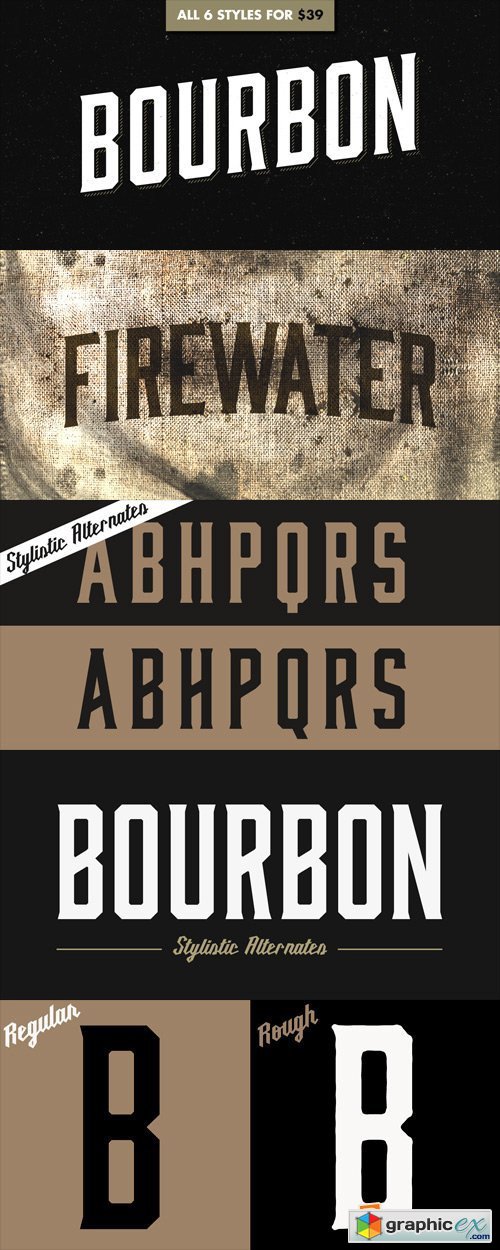 Bourbon Font Family - 6 Fonts fpr $39
