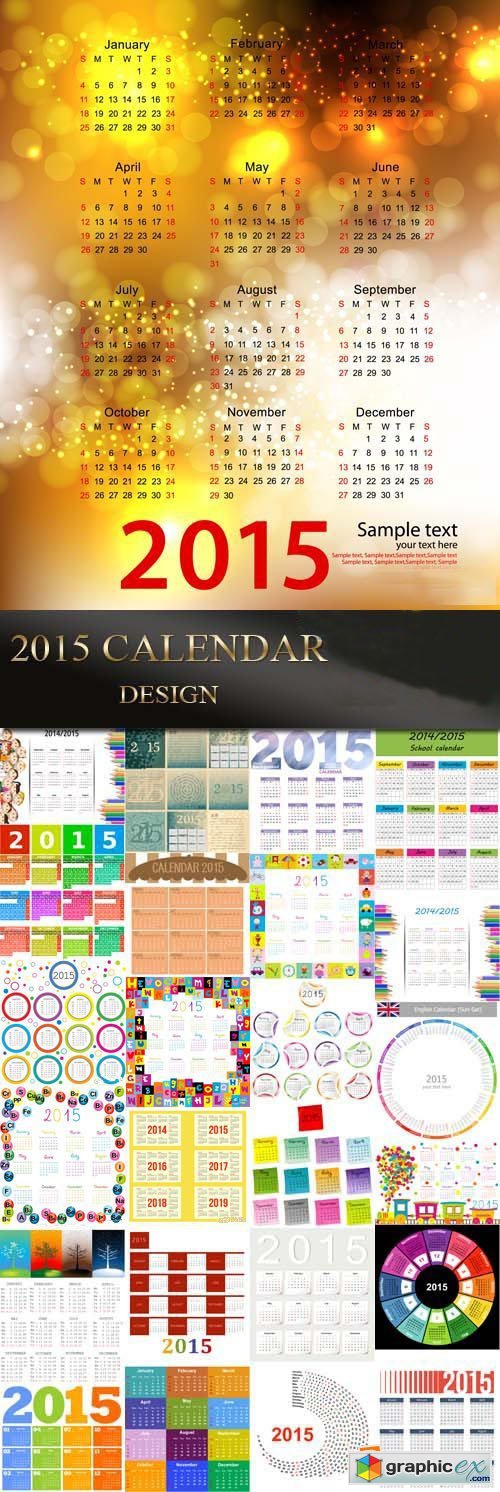 2015 Calendar Templates 25xEPS