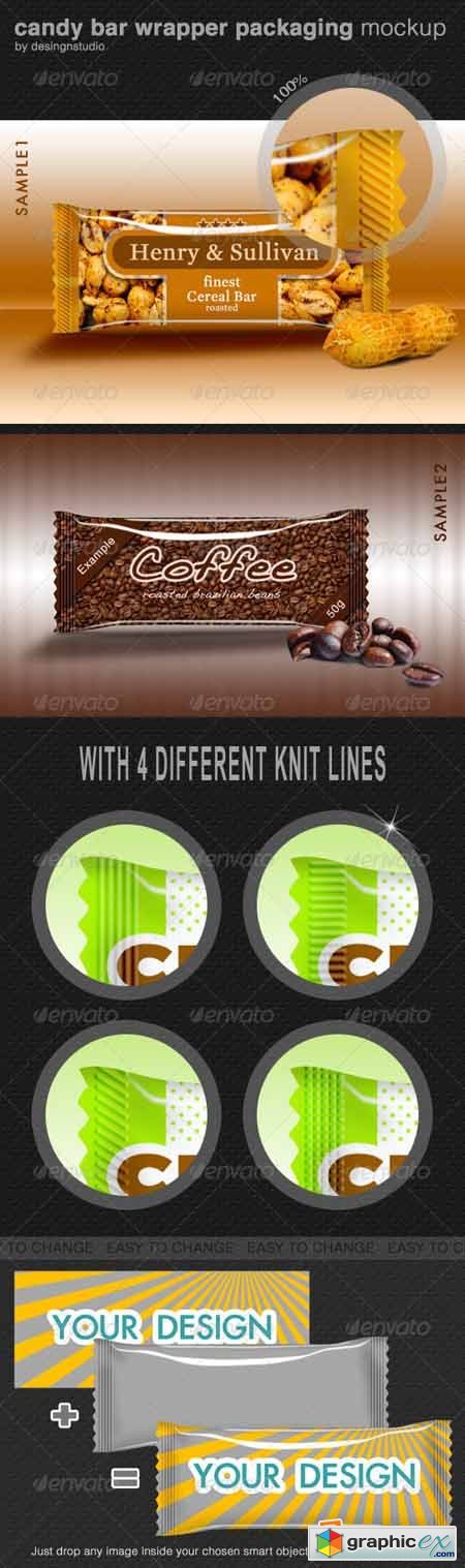Candy Bar Wrapper Packaging Mock-Up 705549