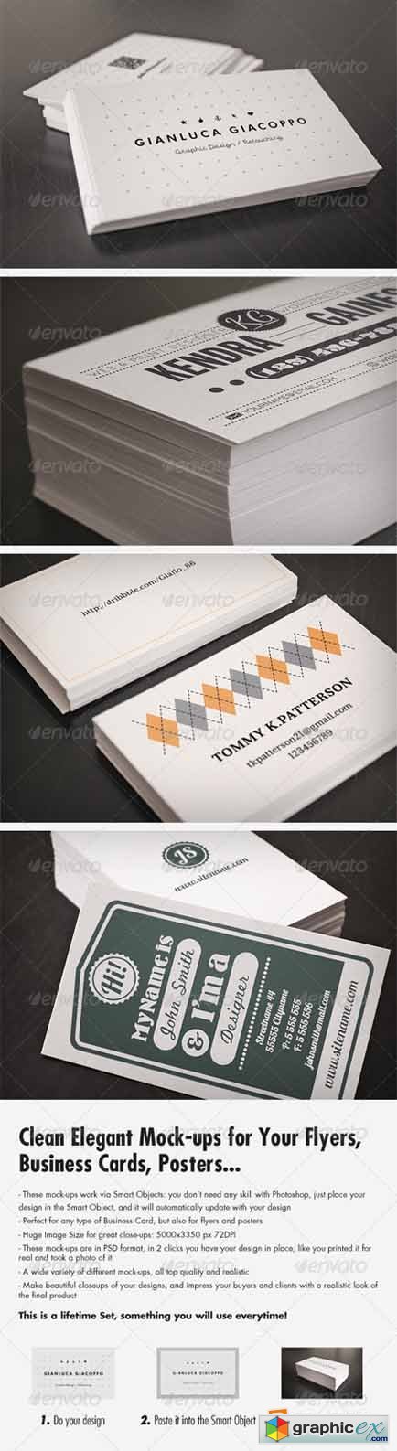Flyer and Business Card Clean Realistic Mockups 3301941