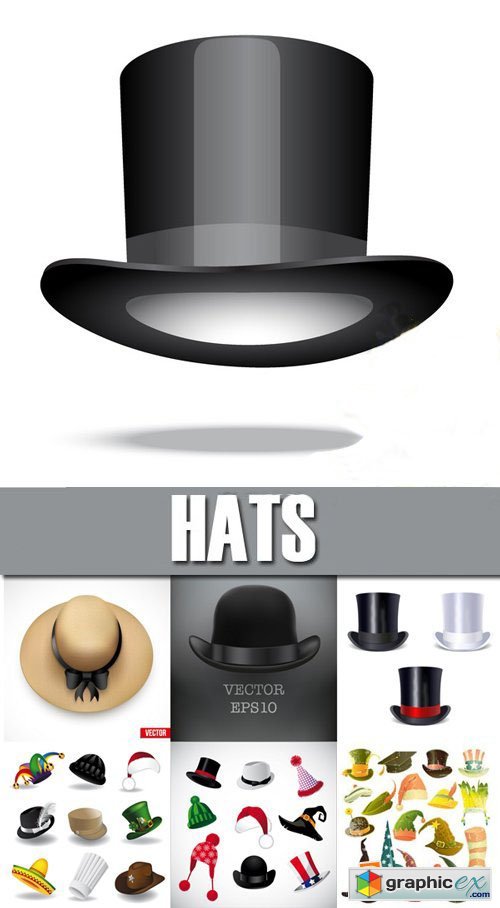 Stock Vectors - Hats, cap, headdress, 25xEps