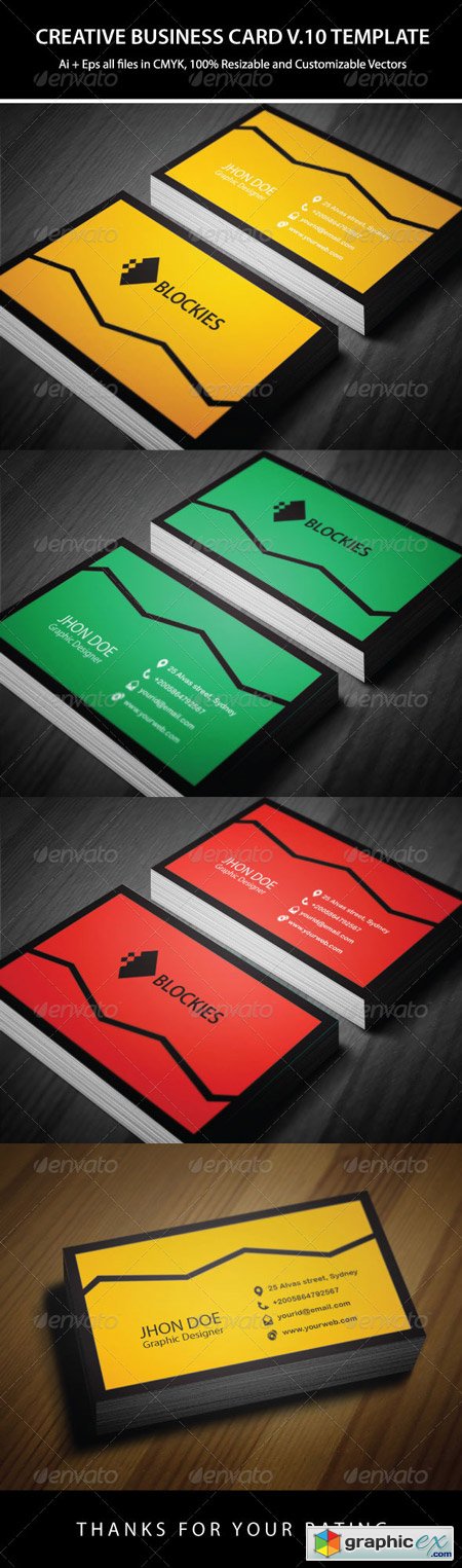 3 Colors Creative Business Card Template