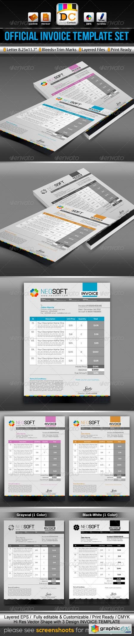 Download NeoSoft_Official Invoice/Cash Memo Template Set » Free ...