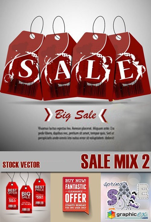 Stock Vectors - Sale Mix 2, stickers label, 25xEps