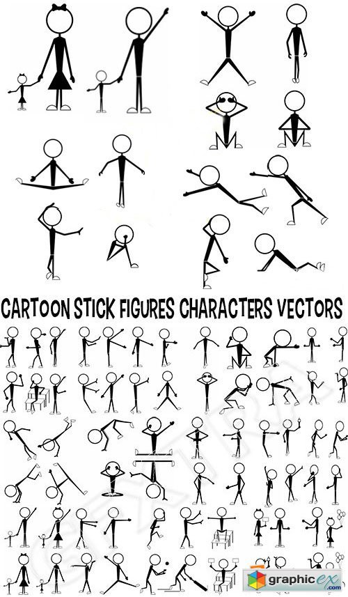 Cartoon Stick Figures Characters Vectors