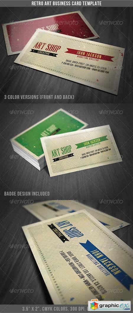 Retro Art Business Card Template Photoshop