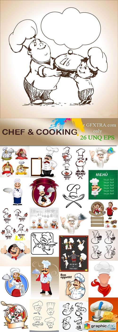 Chef and cooking, 26xEPS