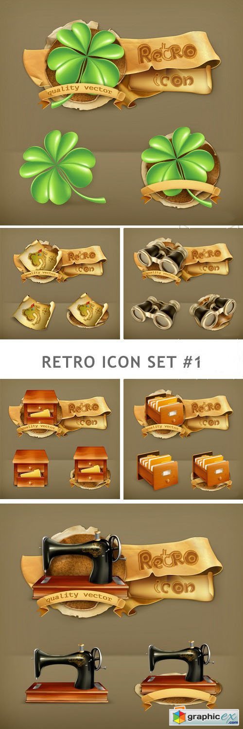 Retro Icon Set #1 - 25xEPS