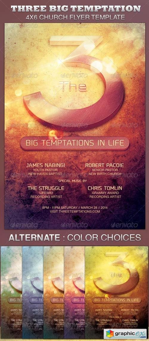 The Three Big Temptations Church Flyer Template