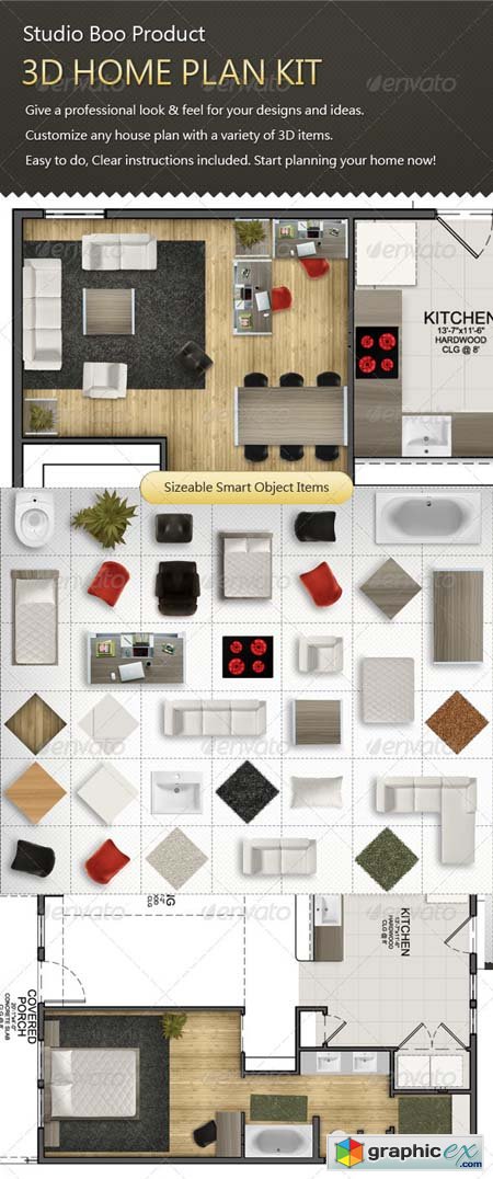 3D Home Plan Kit 1299158