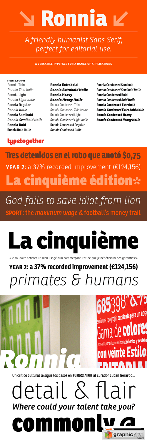 Ronnia Font Family - 14 Fonts (Incomplete Family) for $939