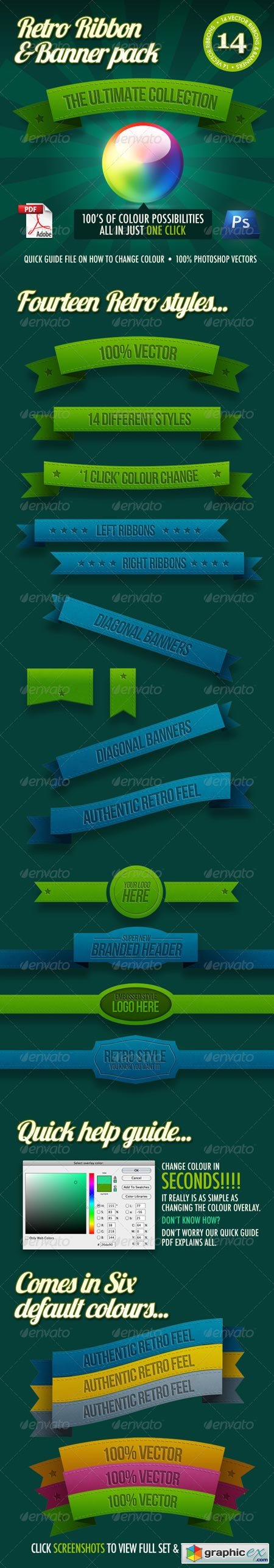 14 Retro Ribbons & Banners 400734