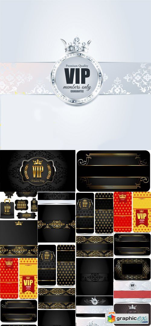 Luxury VIP cards, attributes and elements, 25xEPS