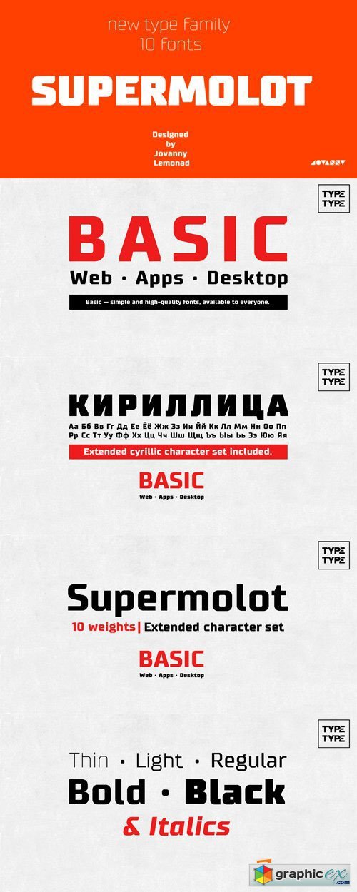 Supermolot Font Family - 10 Fonts