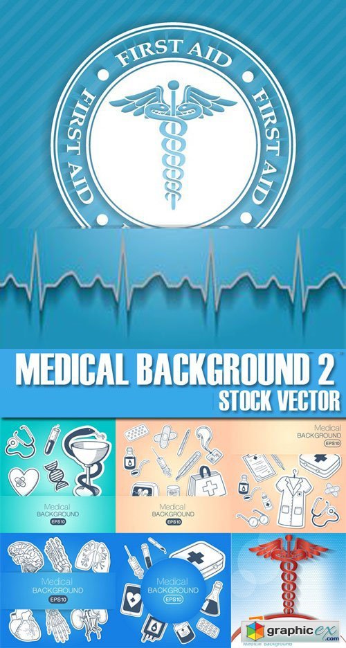 Stock Vectors - Medical Background 2, 25xEPS