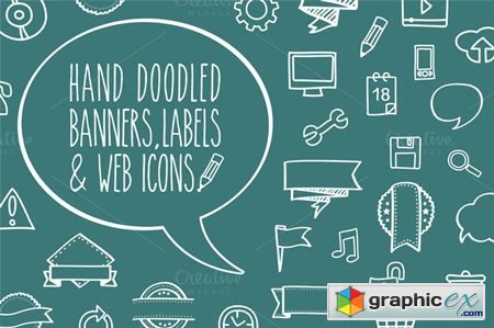 Creativemarket Hand-doodled banners & web icons 21831