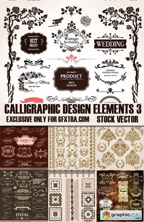 Stock Vectors - Calligraphic Design Elements 3, 25xEps