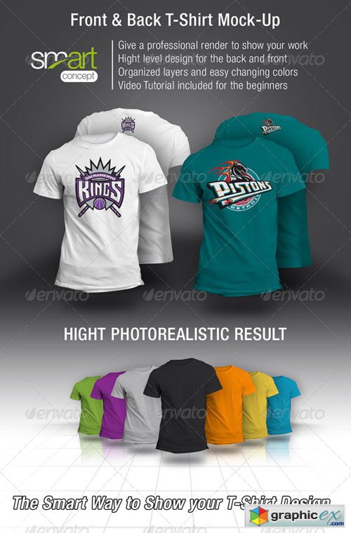 Front and Back T-Shirt Mock-up 4407786