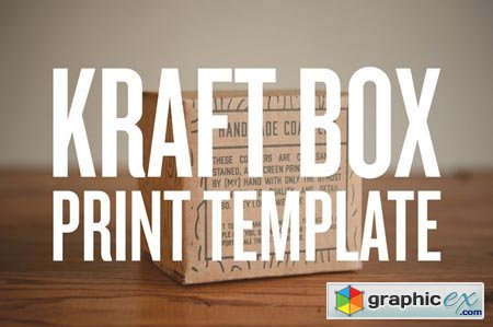 Creativemarket Print Template  4x4 Kraft Box 13429