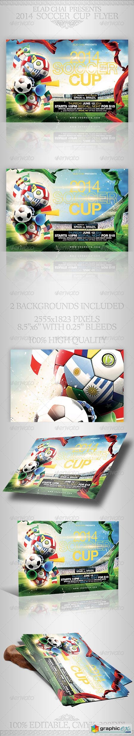 Brazil 2014 Soccer Football Cup Flyer Template 7092228
