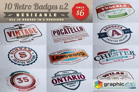 10 Retro Signs or Badges v.2 + Bonus 10440