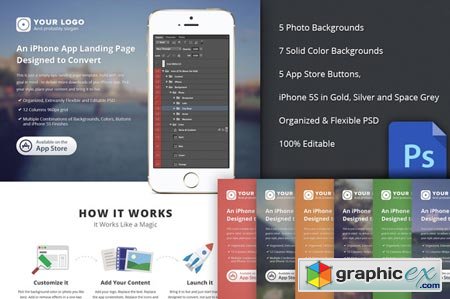 Creativemarket iPhone App Landing Page (PSD) 16822