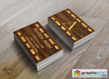 Wood & Gold Foil Arrow Business Card 22518