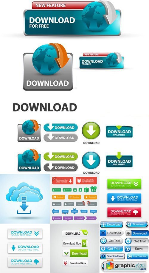 Stock Vectors - Download, Button, Banners, 25xEPS