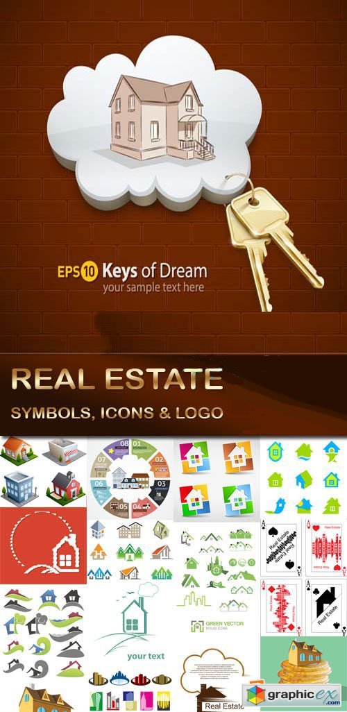Real estate symbols, icons and logo, 25xEPS