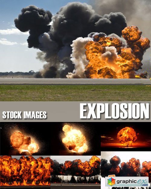 Stock Photos - Explosion, burst, outburst, detonation, 25xJPG