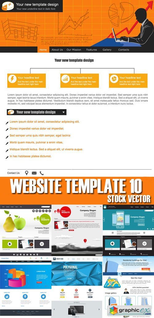 Stock Vectors - Website template 10, 25xEPS