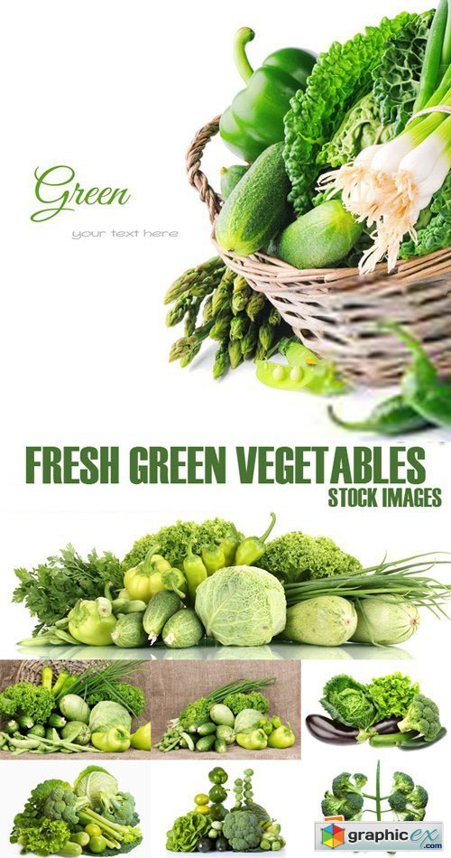Stock Photos - Fresh green vegetables, 25xJPG