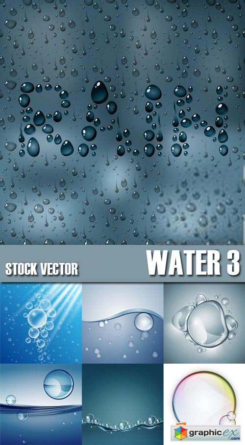 Stock Vectors - Rain, Splash Water, Drops 3, 25xEPS