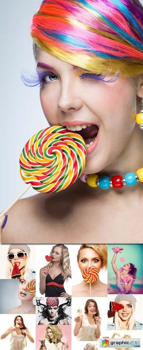 Woman with candy, 25xJPGs