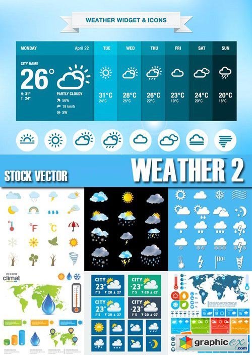 Stock Vectors - Weather 2, 25xEPS