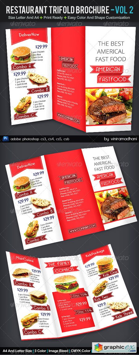 Restaurant TriFold Brochure Volume 2