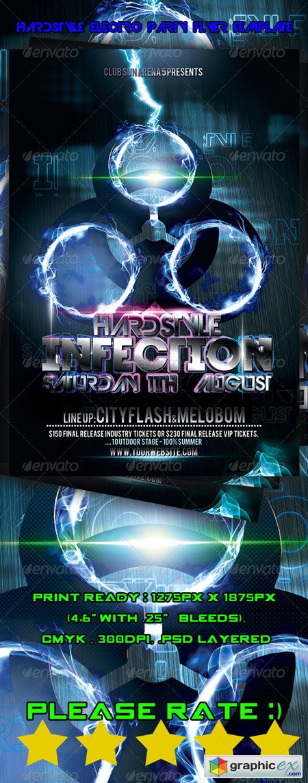 Hardstyle Electro Party Flyer Template