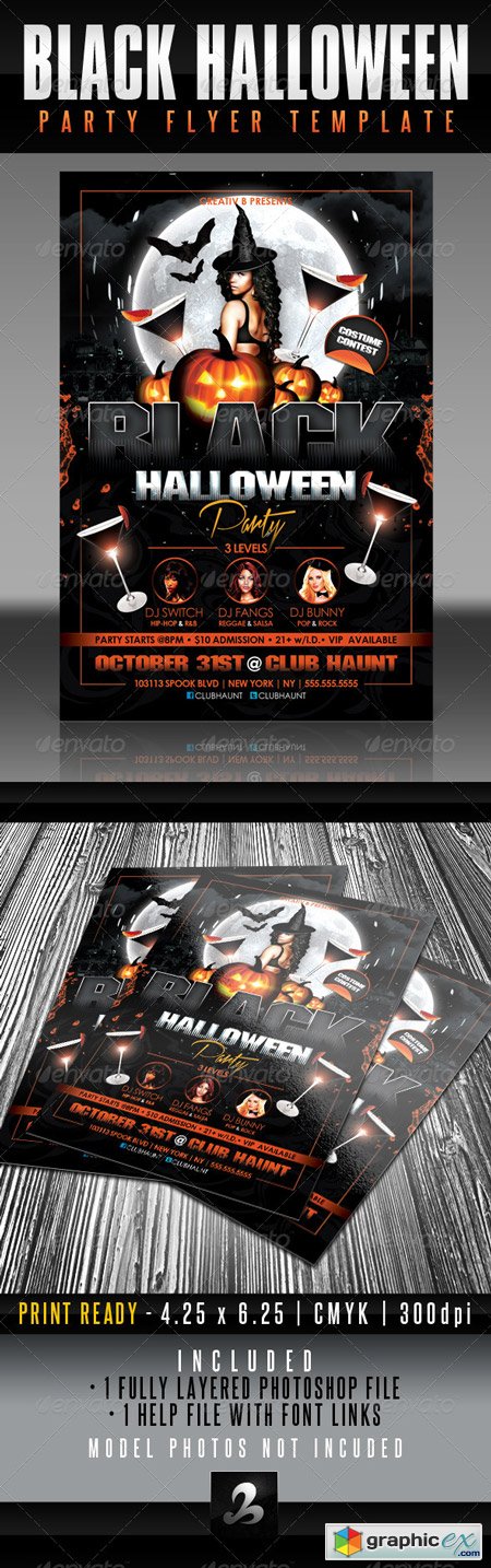 Black Halloween Party Flyer Template