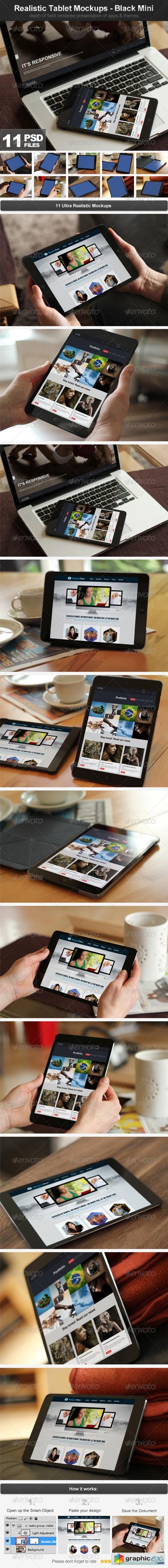 Realistic Tablet Mockups - Black Mini