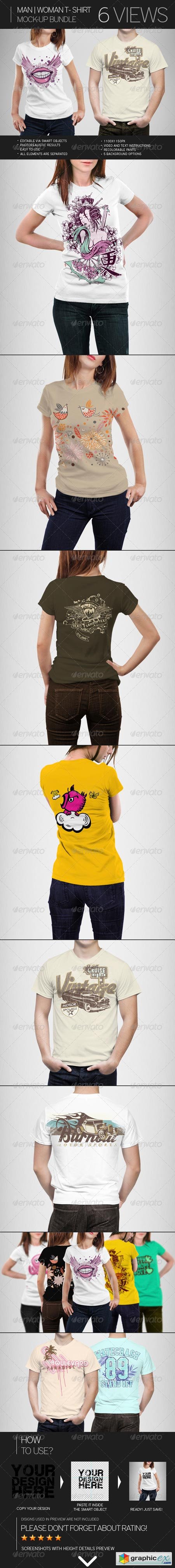 Man Woman T-Shirt Mock-Up Bundle 7666529