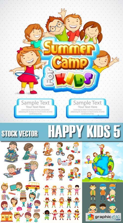 Stock Vectors - Happy kids 5, 25xEPS