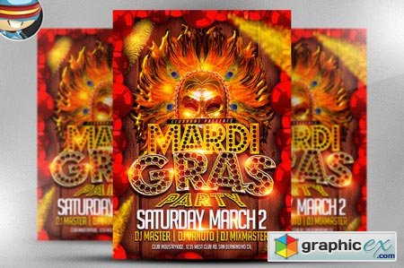 Mardi Gras Party Flyer Template 21885