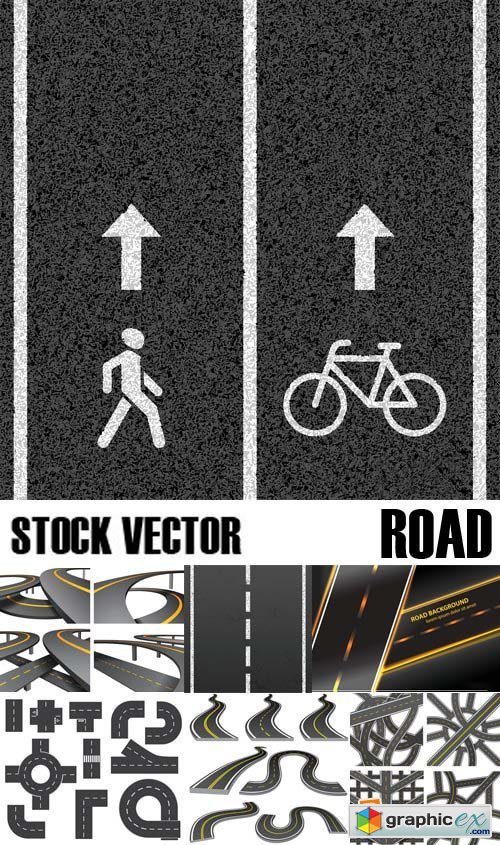 Stock Vectors - Road, Asphalt, 25xEPS