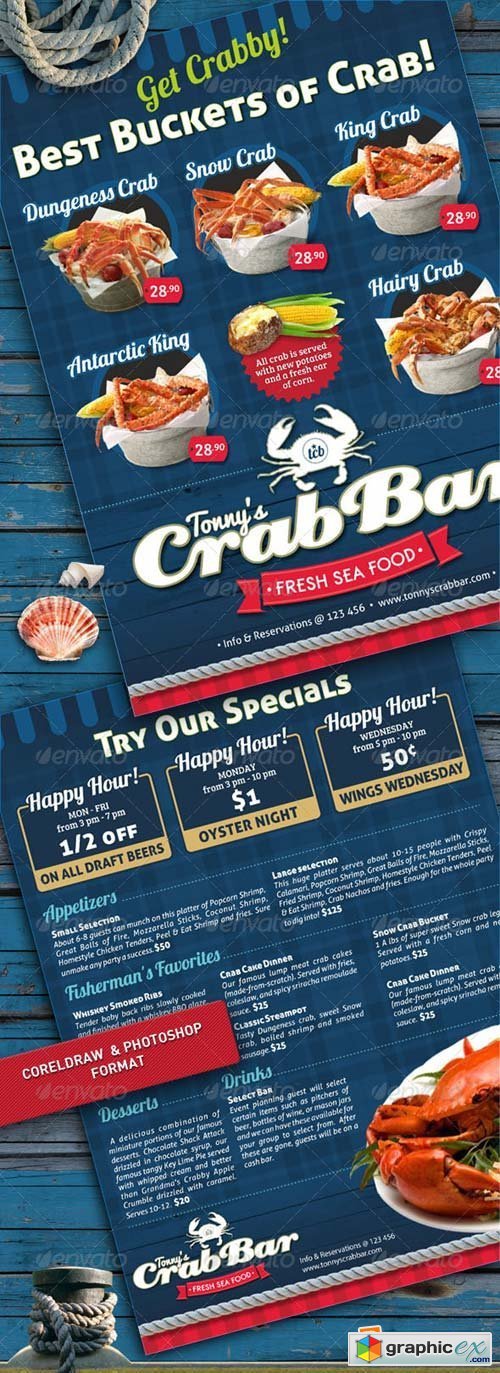 Crab Bar Menu Flyer Template