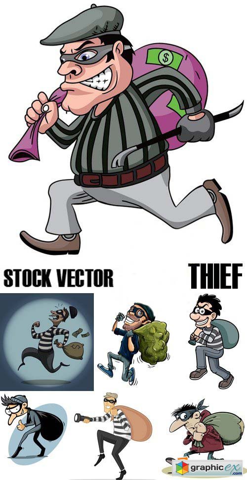 Stock Vectors - Thief, Burglar, 25xEPS